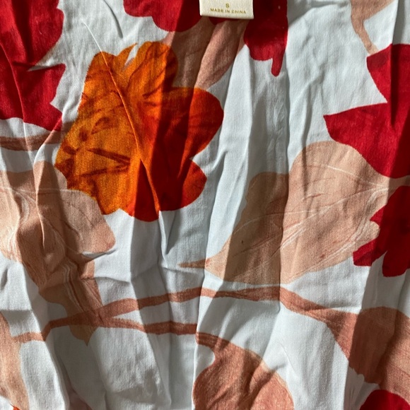 Maeve by Anthropologi boho summer Floral Print Dress with Red and Orange Accents - Picture 6 of 6